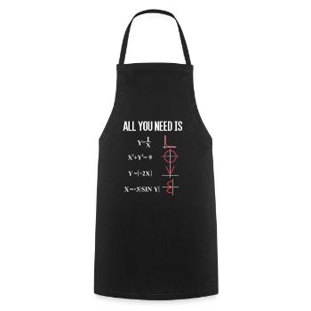 TOUT CE DONT VOUS AVEZ BESOIN EST D'AMOUR PROFESSEUR DE MATHÉMATIQUES MATHÉMATIQUES - Tablier de cuisine - noir - Devant - AI Model Male 185 dark (185cm)