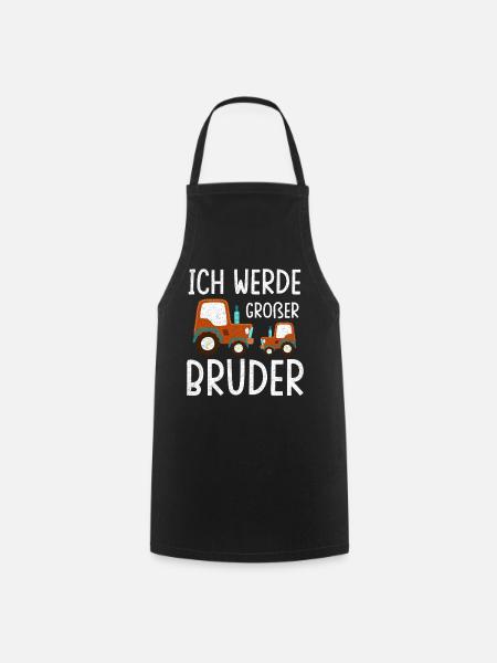 Traktor Ich Werde Großer Bruder Trecker Babyparty - Kochschürze - Schwarz