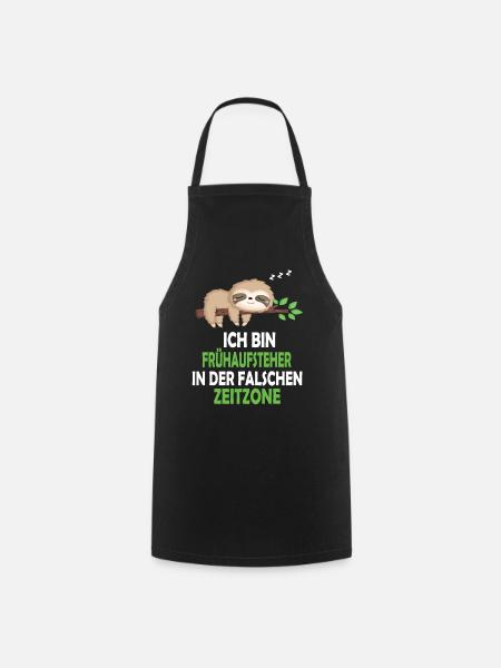 Faultier Schlafanzug Nachthemd Schlafshirt Pyjama - Kochschürze - Schwarz