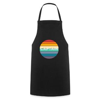 Rainbow CAPTAIN Shirt, Retro CAPTAIN, CAPTAIN - Kochschürze - Schwarz - Vorne - AI Model Male 185 dark (185cm)