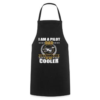 Papa pilote - Tablier de cuisine - noir - Devant - AI Model Male 185 dark (185cm)