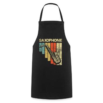 Saxophone retro - Cooking Apron - black - Front - AI Model Male 185 dark (185cm)