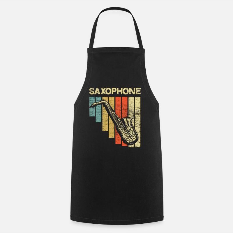 Saxophon Retro - Kochschürze - Schwarz
