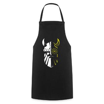 Viking Warrior and Sun Emblem - Cooking Apron - black - Front - AI Model Male 185 dark (185cm)