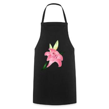 fleur de lys rose avec deux bourgeons - Tablier de cuisine - noir - Devant - AI Model Male 185 dark (185cm)
