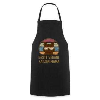 BESTE VEGANE KATZEN MAMA - Kochschürze - Schwarz - Vorne - AI Model Male 185 dark (185cm)