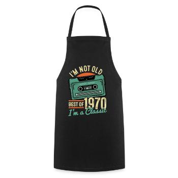 1970 Birthday - Cooking Apron - black - Front - AI Model Male 185 dark (185cm)