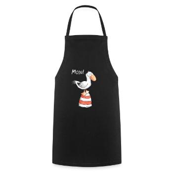 Moin Möwe I Nordsee Urlaub Geschenk - Kochschürze - Schwarz - Vorne - AI Model Male 185 dark (185cm)