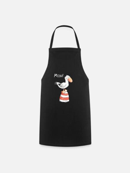 Moin Möwe I Nordsee Urlaub Geschenk - Kochschürze - Schwarz