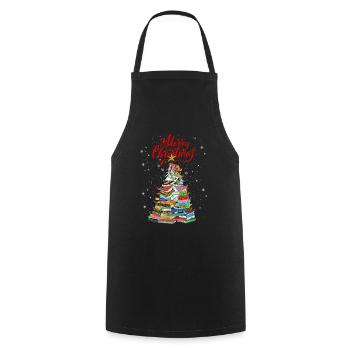 Christmas Book Tree Lights T Shirt - Tablier de cuisine - noir - Devant - AI Model Male 185 dark (185cm)