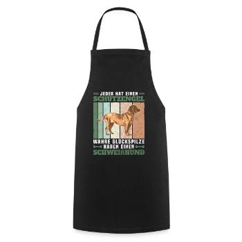 Hanovre Chien de soudeur Ange Gardien Cadeau - Tablier de cuisine - noir - Devant - AI Model Male 185 dark (185cm)