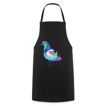 Watercolor pigeon - carrier pigeon pigeon whisperer - Cooking Apron - black - Front - AI Model Male 185 dark (185cm)