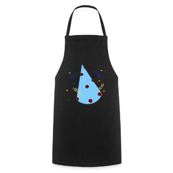 Geburtstagshütchen, kindergeburtstag - Kochschürze - Schwarz - Vorne - AI Model Male 185 dark (185cm)
