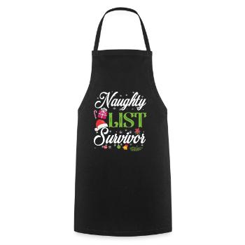 Weihnachten Naughty List Survivor - Kochschürze - Schwarz - Vorne - AI Model Male 185 dark (185cm)