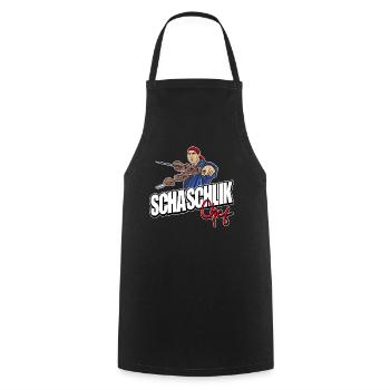 Schaschlik Fleisch Spieße Grillen BBQ Geschenkidee - Kochschürze - Schwarz - Vorne - AI Model Male 185 dark (185cm)