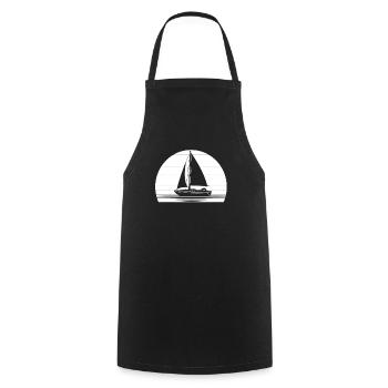 Sailing sailboat retro captain boat vintage moon - Cooking Apron - black - Front - AI Model Male 185 dark (185cm)