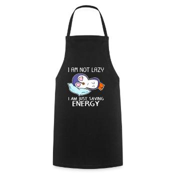 Funny penguin saying lazy funny gift idea - Cooking Apron - black - Front - AI Model Male 185 dark (185cm)