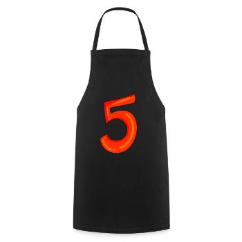 Number 5 red number five - Cooking Apron - black - Front - AI Model Male 185 dark (185cm)