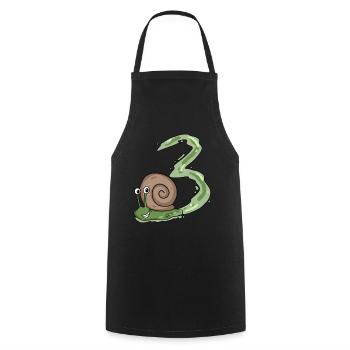Escargot 3e anniversaire - cadeau 3 ans - Tablier de cuisine - noir - Devant - AI Model Male 185 dark (185cm)