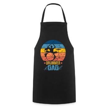 Papa de batterie - Tablier de cuisine - noir - Devant - AI Model Male 185 dark (185cm)