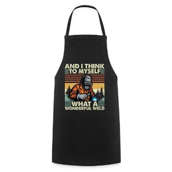 Et je pense à moi-même quel merveilleux t-shirt de soudure - Tablier de cuisine - noir - Devant - AI Model Male 185 dark (185cm)