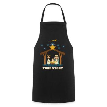 True Story Joseph Maria Jesus Christmas Night - Cooking Apron - black - Front - AI Model Male 185 dark (185cm)