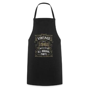 Born in 1961 Birthday gift 61 years - Cooking Apron - black - Front - AI Model Male 185 dark (185cm)