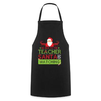 Christmas Teacher Ugly Christmas Sweater - Cooking Apron - black - Front - AI Model Male 185 dark (185cm)