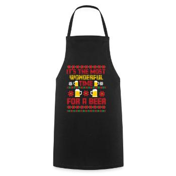 Christmas Beer Ugly Christmas Sweater - Cooking Apron - black - Front - AI Model Male 185 dark (185cm)