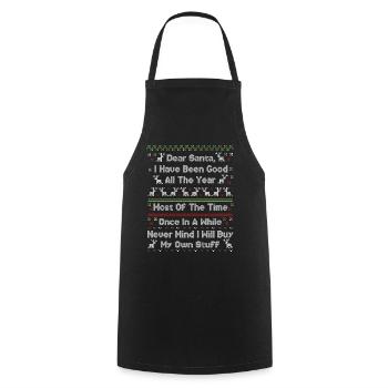 Christmas Santa Ugly Christmas Sweater - Cooking Apron - black - Front - AI Model Male 185 dark (185cm)
