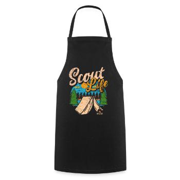 Cadeau de camping Boy Scout Forest - Tablier de cuisine - noir - Devant - AI Model Male 185 dark (185cm)