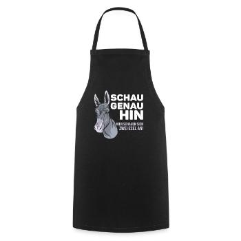 Witziger Spruch mit Esel fürs Veräppeln mit Ironie - Kochschürze - Schwarz - Vorne - AI Model Male 185 dark (185cm)