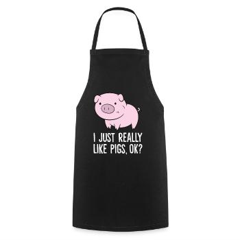 J’aime les Pigs juste really, d’accord ? Love Pigs - Tablier de cuisine - noir - Devant - AI Model Male 185 dark (185cm)