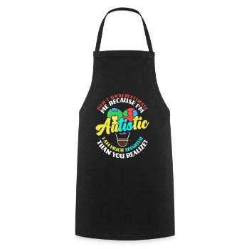 Autisme Ne sous-estimez pas une personne autiste - Tablier de cuisine - noir - Devant - AI Model Male 185 dark (185cm)