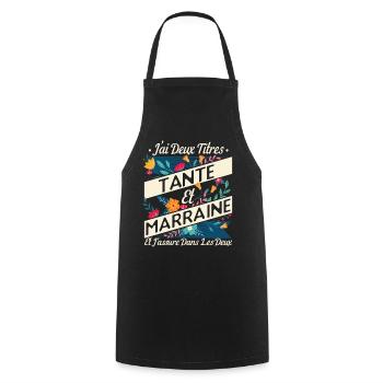 Marraine Tante Cadeau Humour - Tablier de cuisine - noir - Devant - AI Model Male 185 dark (185cm)