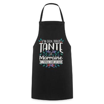 Marraine Tante Deux Titres Humour Cadeau - Tablier de cuisine - noir - Devant - AI Model Male 185 dark (185cm)