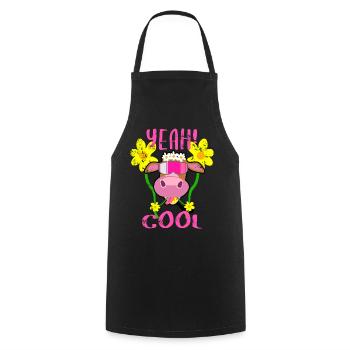 Vache drôle - Tablier de cuisine - noir - Devant - AI Model Male 185 dark (185cm)