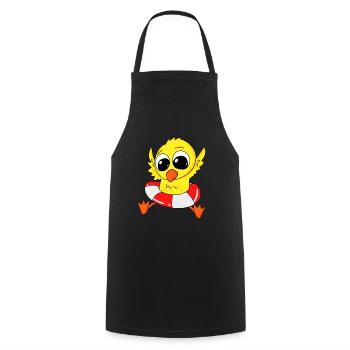 Ente Meer Schwimmen Freibad Hallenbad Strand - Kochschürze - Schwarz - Vorne - AI Model Male 185 dark (185cm)