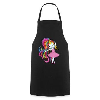 Licorne ballerine - Tablier de cuisine - noir - Devant - AI Model Male 185 dark (185cm)