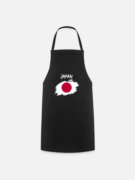 Japan japanese flag banner - Cooking Apron - black