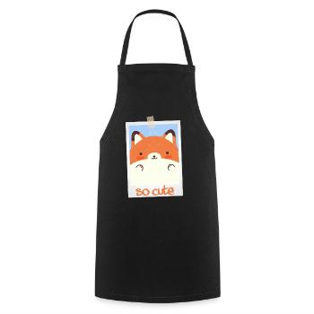Renard si mignon 5/13 - Tablier de cuisine - noir - Devant - AI Model Male 185 dark (185cm)