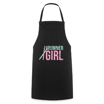 Drummer girl drums - Cooking Apron - black - Front - AI Model Male 185 dark (185cm)