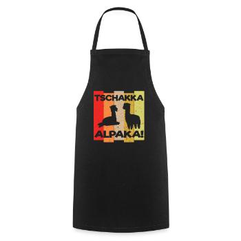 Alpaca Lama Alpacas Tschakka Funny Gift - Cooking Apron - black - Front - AI Model Male 185 dark (185cm)