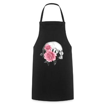 Rose Skull Gothic Design - Cooking Apron - black - Front - AI Model Male 185 dark (185cm)