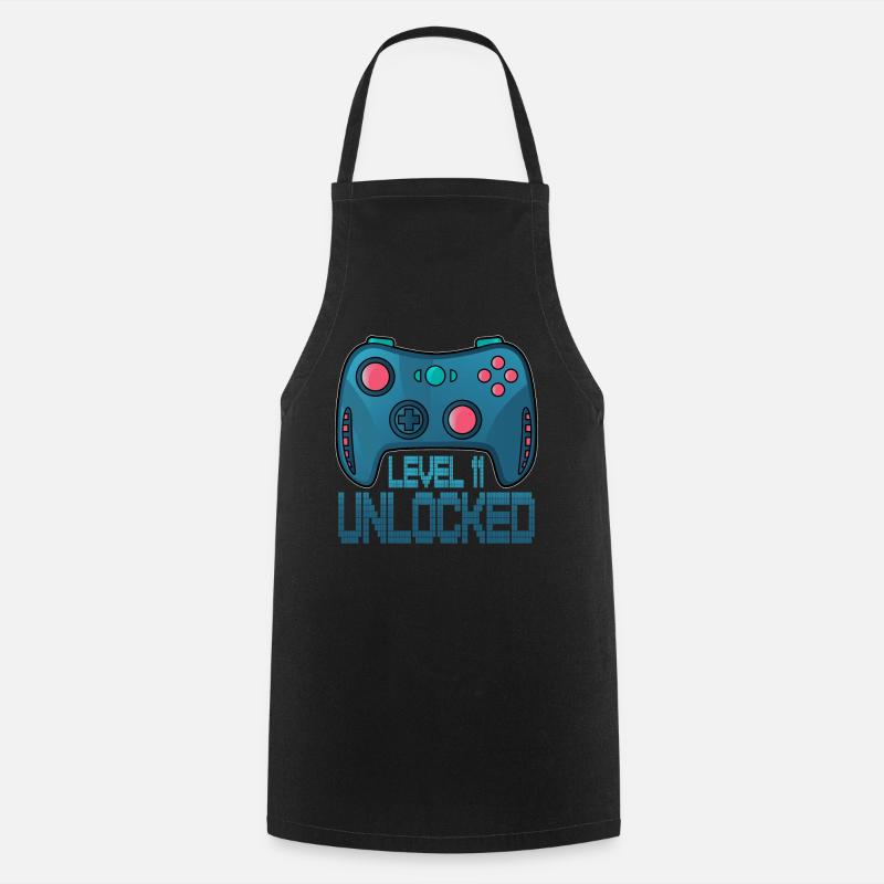 Level 11 Unlocked - 11. Geburtstag Gamer Geschenk - Kochschürze - Schwarz