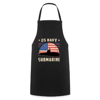U Boot Boot US U-Boot Navy Marine Wasser Geschenk - Kochschürze - Schwarz - Vorne - AI Model Male 185 dark (185cm)