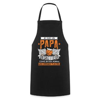 Papa Basketteur Humour Cadeau - Tablier de cuisine - noir - Devant - AI Model Male 185 dark (185cm)