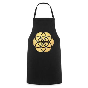 Gold Yoga Flower od Life Blume des Lebens namaste - Kochschürze - Schwarz - Vorne - AI Model Male 185 dark (185cm)