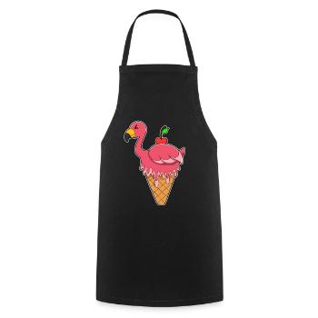 Flamingo Waffeleis - Kochschürze - Schwarz - Vorne - AI Model Male 185 dark (185cm)