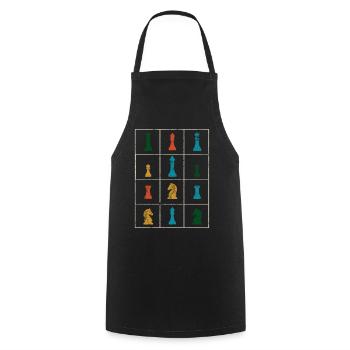 Pièces d’échiquier d’échiquier - Tablier de cuisine - noir - Devant - AI Model Male 185 dark (185cm)